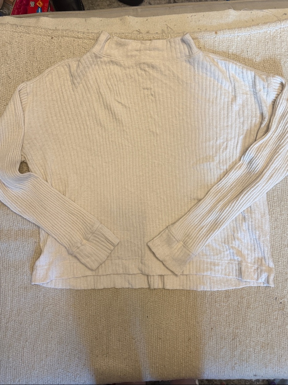Everlane Cream Ribbed Mock Turtleneck Sweater